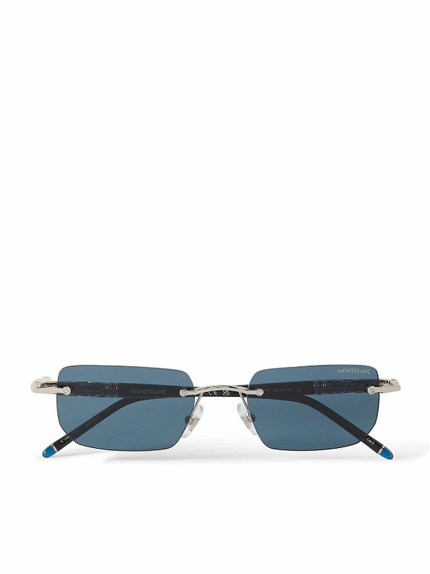 Photo: Montblanc - Meisterstück Rimless Rectangular-Frame Silver-Tone and Acetate Sunglasses