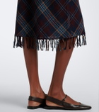 Dôen Elowette fringed plaid midi skirt