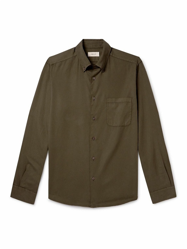 Photo: Agnona - Button-Down Collar Cotton and Lyocell-Blend Shirt - Green