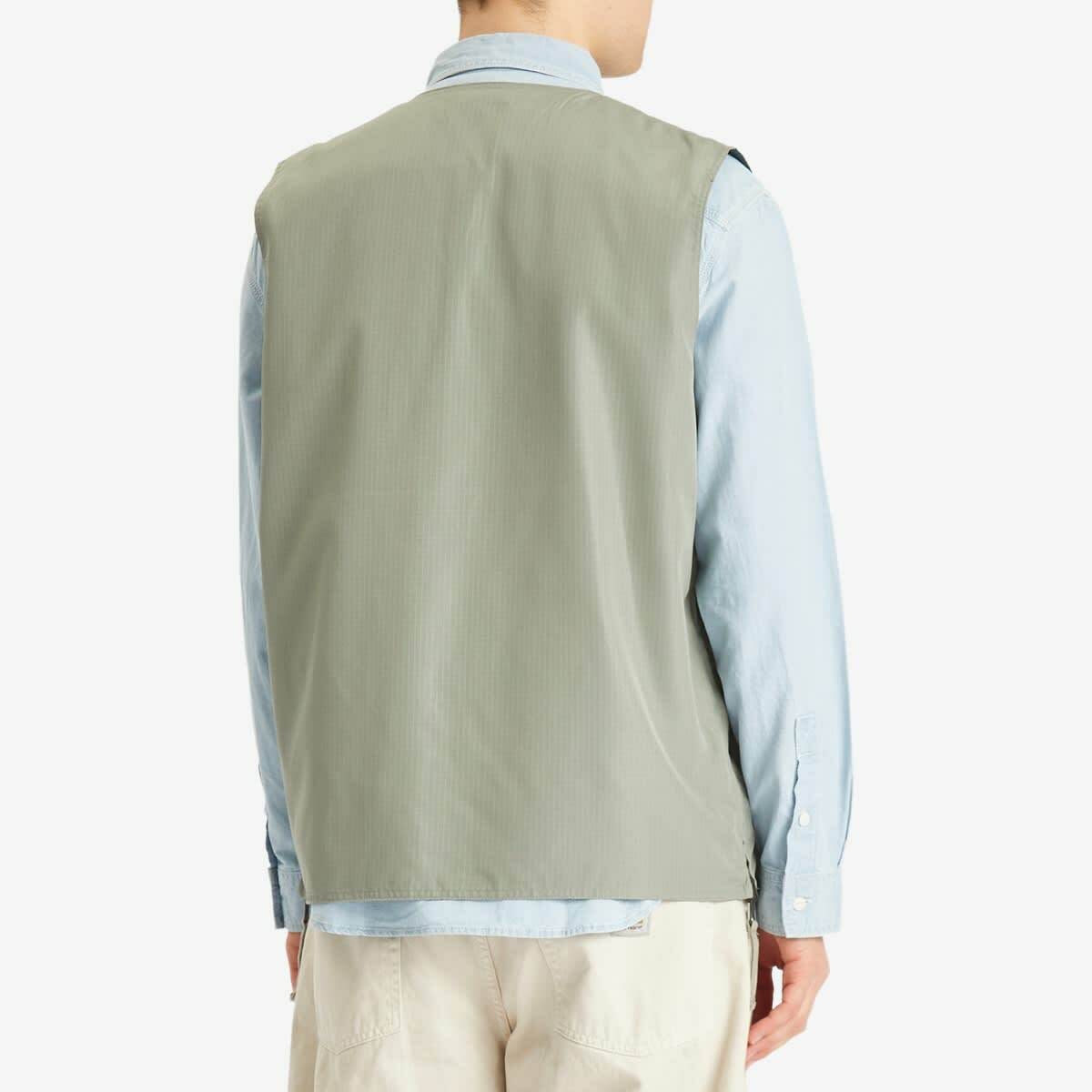Taion Men's Military Reversible V-Neck Vest in Dark Sage Green