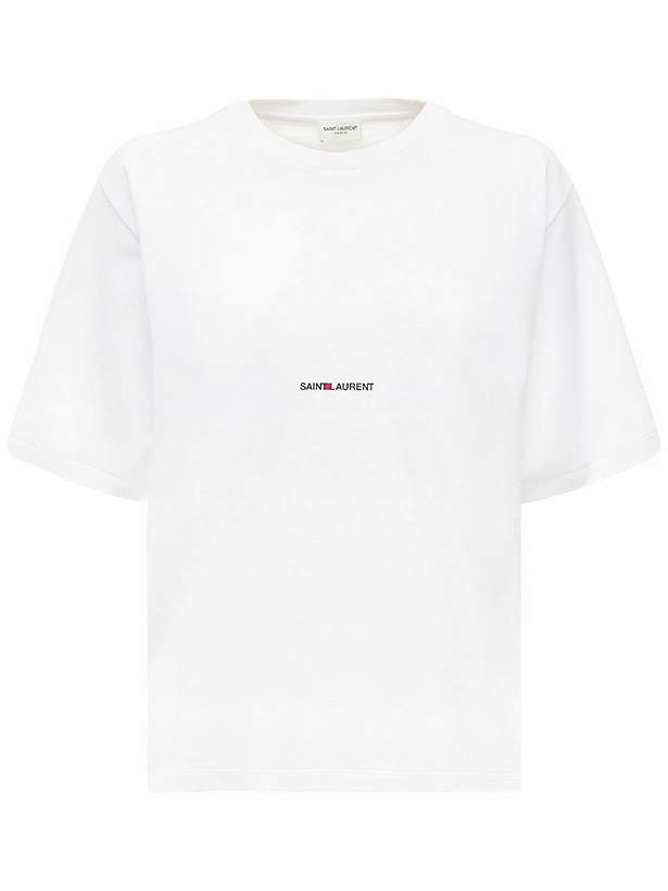 Photo: SAINT LAURENT - Loose Logo Print Cotton Jersey T-shirt