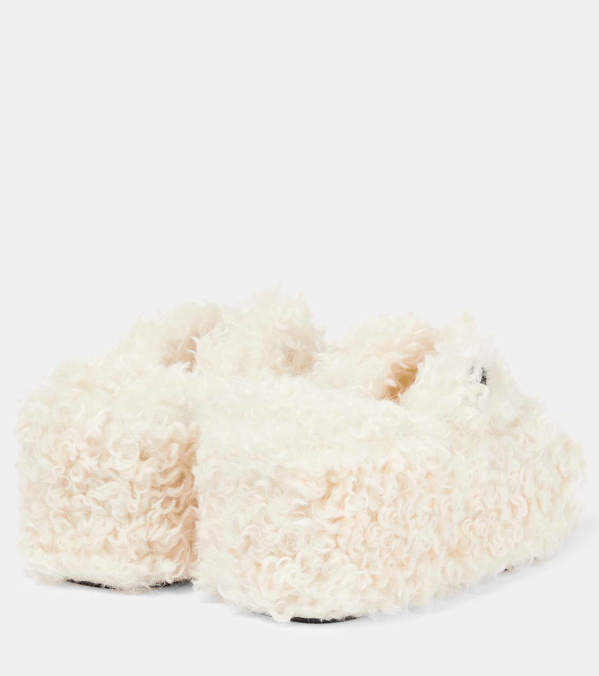 Coperni Faux shearling platform thong sandals