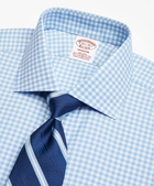 Brooks Brothers Men's Stretch Madison Relaxed-Fit Dress Shirt, Non-Iron Royal Oxford Gingham | Blue