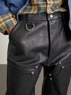 424 - HOORSENBUHS Straight-Leg Studded Leather Trousers - Black