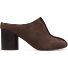 MM6 Maison Margiela Brown Suede Anatomic Stitch Toe Mule Heels