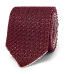 Brioni - 6cm Reversible Knitted Silk and Linen-Blend Tie - Men - Burgundy