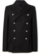 Balmain - Double-Breasted Wool-Blend Coat - Black