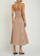 Faithfull The Brand Marais Gingham Linen Midi Dress Light Brown