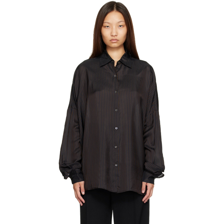 Photo: Dries Van Noten Brown Cupro Cocoon Shirt