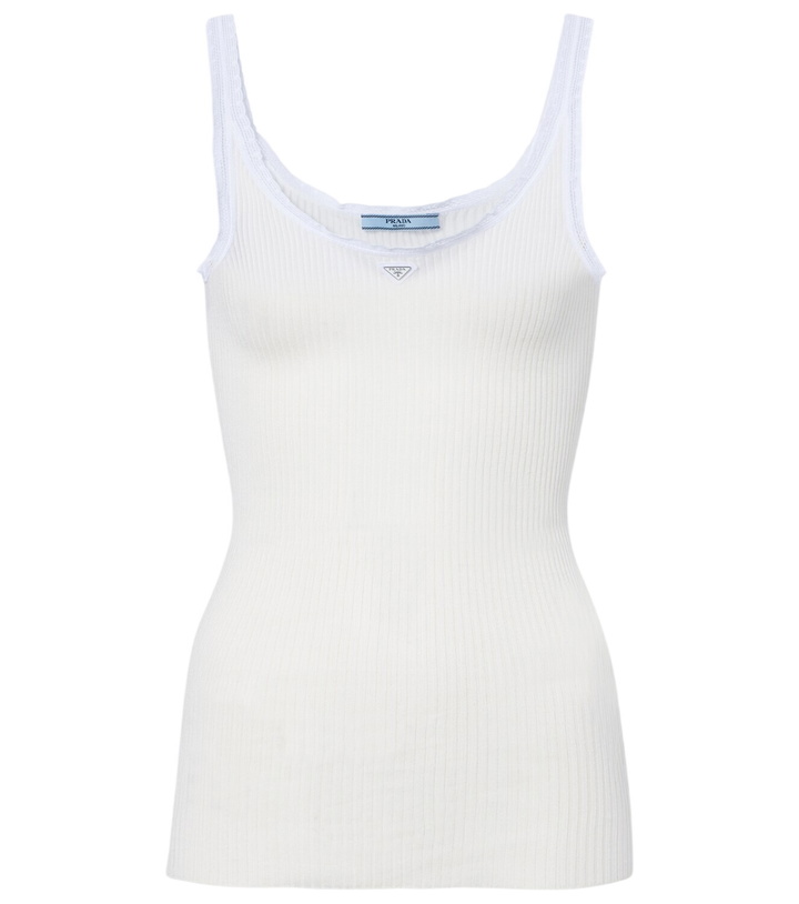 Photo: Prada Lace-trimmed ribbed-knit cotton tank top