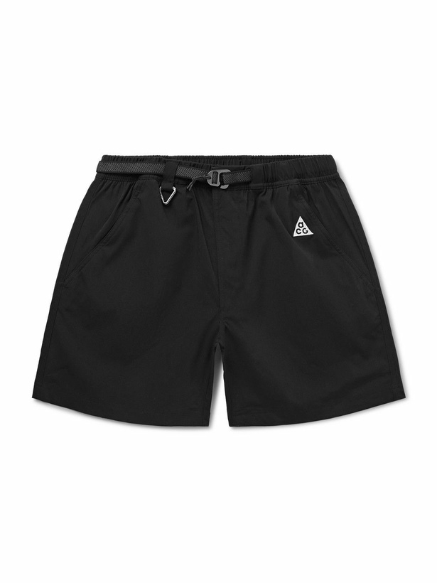 Photo: Nike - ACG Straight-Leg Belted Logo-Embroidered Shell Shorts - Black