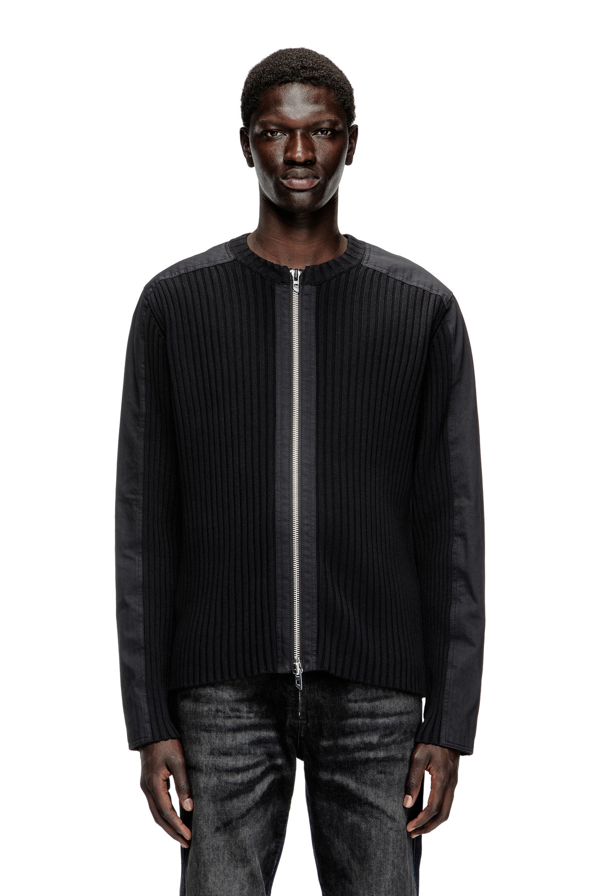 Diesel Zip-up cardigan with contrast panels - Knitwear Mens in