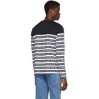 Balmain Black and White Logo Stripe Long Sleeve T-Shirt