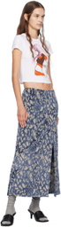 Anna Sui Blue Bluebell Slit Maxi Skirt
