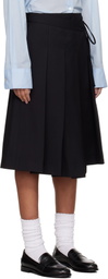 Dunst Black Ribboned Wide Pleats Midi Skirt