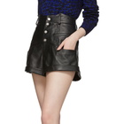 Saint Laurent Black Leather Western-Style High-Waisted Shorts