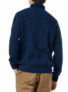 MC2 Saint Barth Man Black Cable Knit Turtleneck Sweater Fisherman