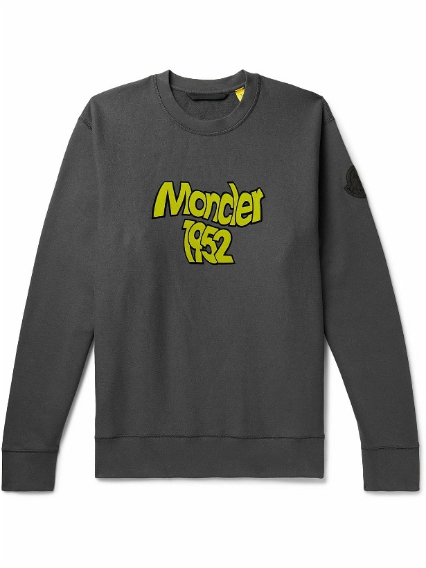 Photo: Moncler Genius - 2 Moncler 1952 Logo-Flocked Cotton-Jersey Sweatshirt - Gray