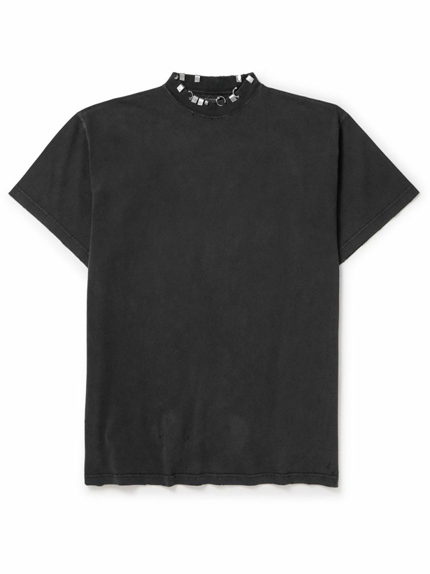 Photo: Balenciaga - Oversized Embellished Cotton-Jersey T-Shirt - Black