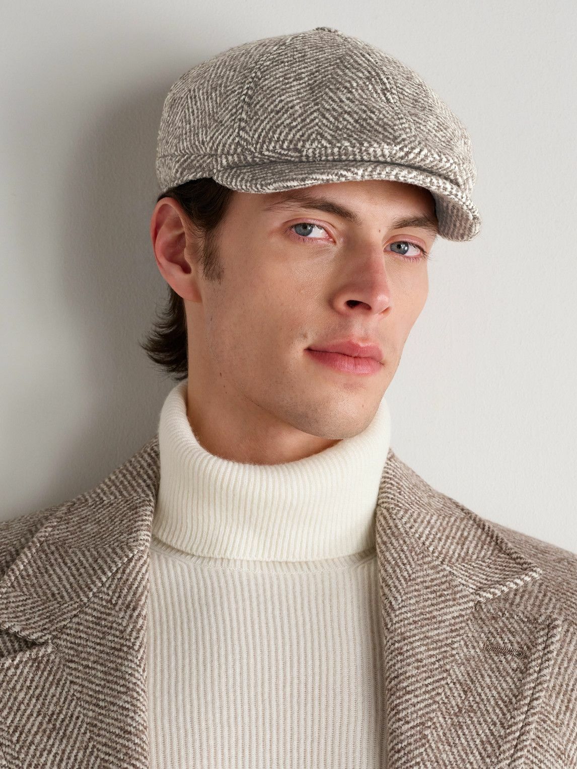 Brunello Cucinelli - Herringbone Knitted Flat Cap - Neutrals