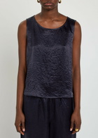 Eileen Fisher Crinkled Satin top Dark Blue