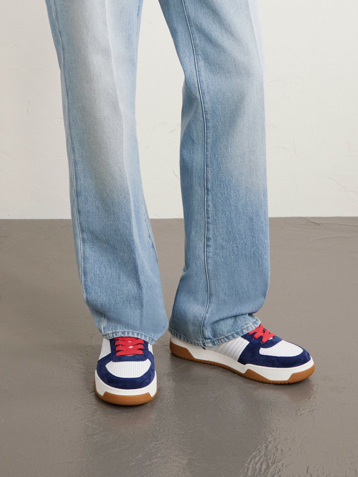 Valentino Garavani - Sparry Leather and Suede Sneakers - Blue