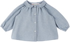 Bonpoint Baby Blue Domino Blouse