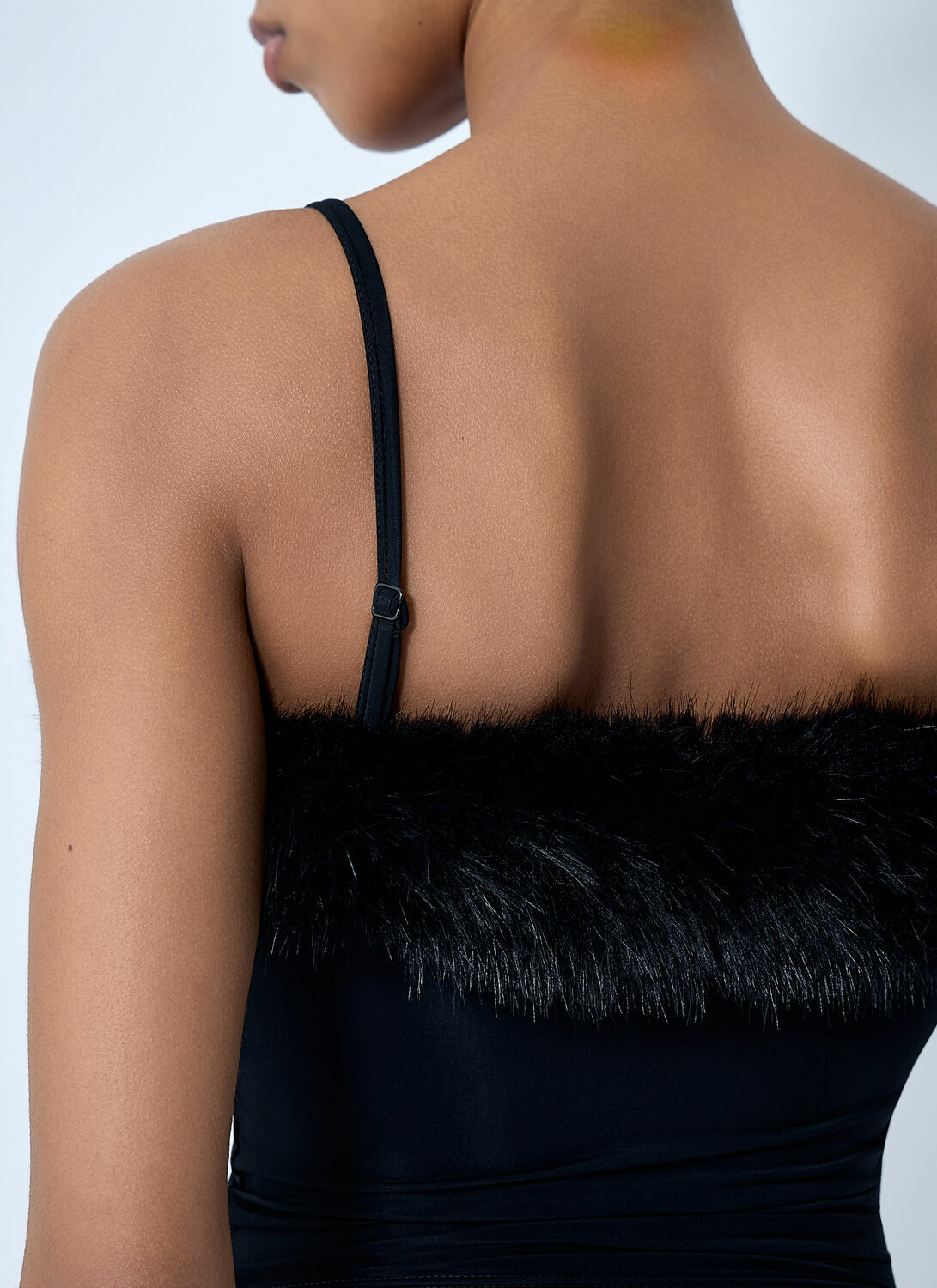 Balenciaga Faux Fur Strap Top
