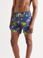 Hartford - Slim-Fit Mid-Length Printed Swim Shorts - Blue