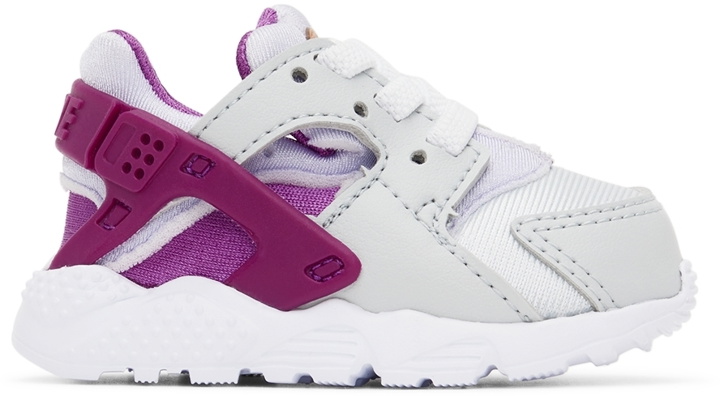 Photo: Nike Baby Silver & Purple Huarache Run Sneakers