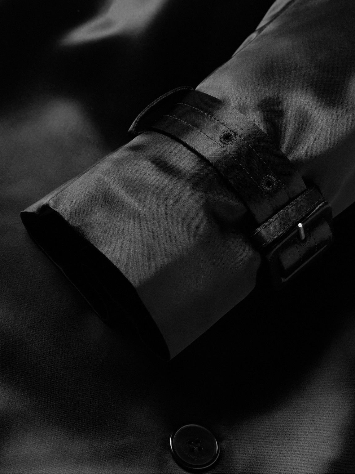 SAINT LAURENT - Belted Satin Trench Coat - Black