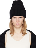 Alexander Wang Black Ribbed Logo Tag Beanie