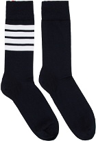 Thom Browne Navy 4-Bar Mid-Calf Socks