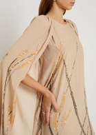 Bernadette Minnie Cape-effect Crepe Maxi Dress Beige