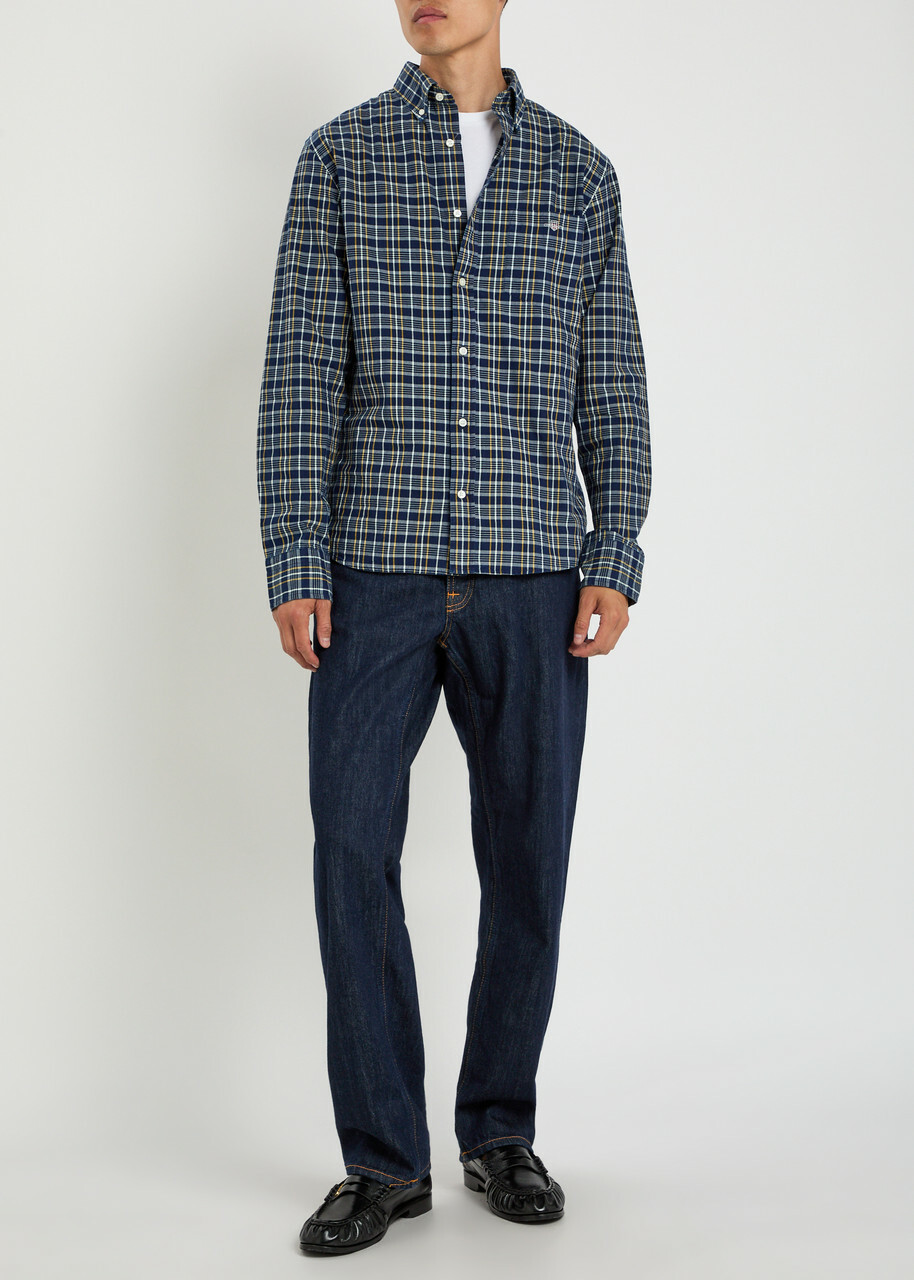 Gant Plaid Cotton Shirt Navy