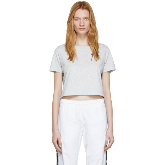 Reverse Weave Champion Cropped T Shirt Champion Reverse Weave Grey