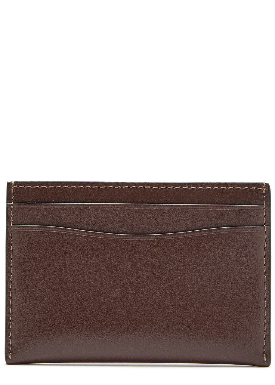 Coach Logo Polished Leather Card Holders - Brown - One Size