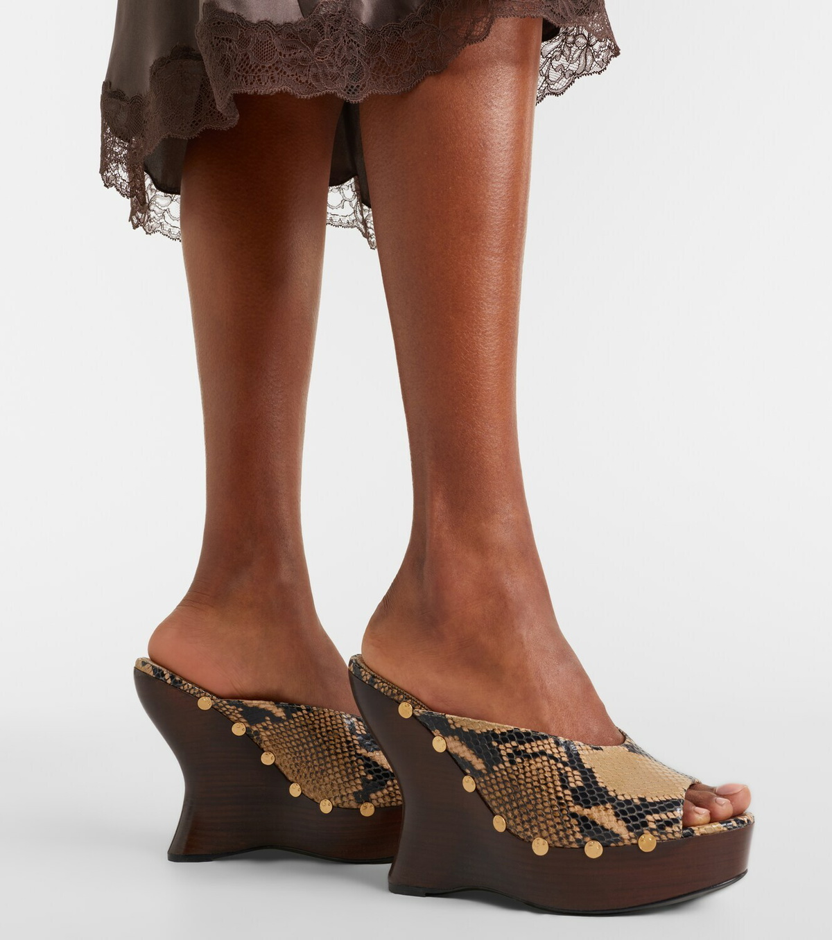 Magda Butrym Snake-effect leather wedge mules