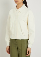 Skiim Boxy Leather Bomber Jacket Off White