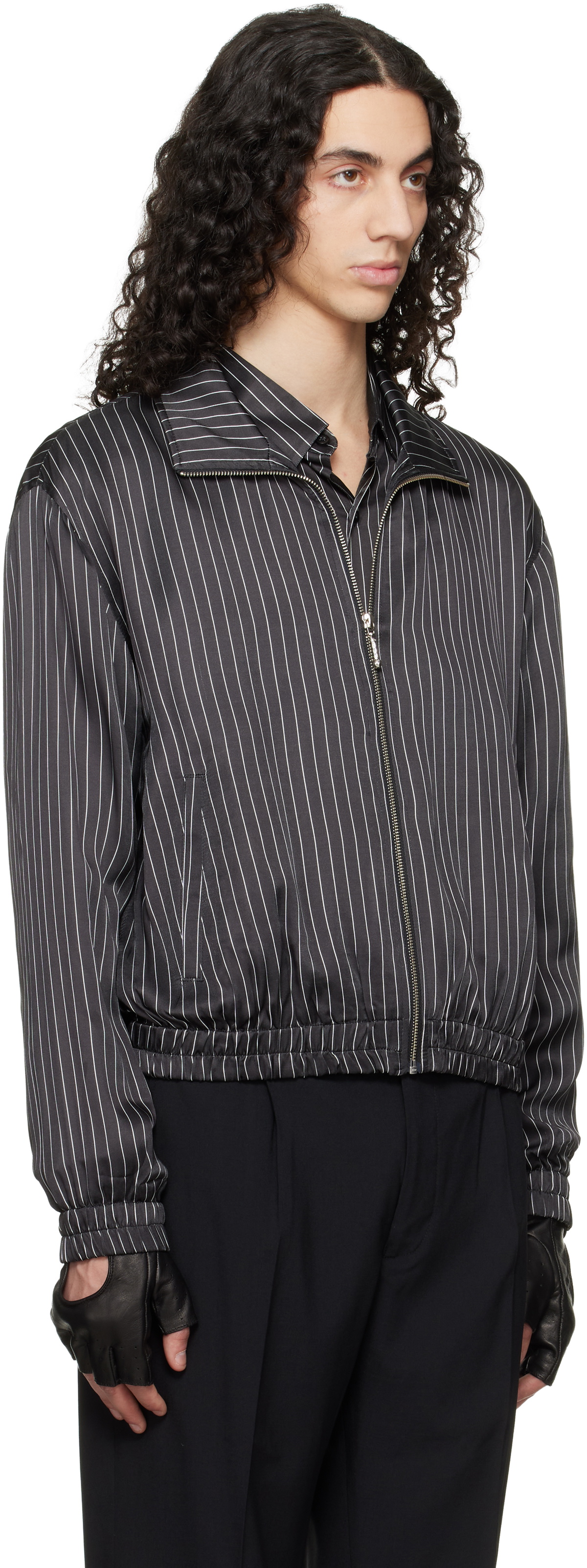 Ernest W. Baker Black Pin Stripe Track Jacket
