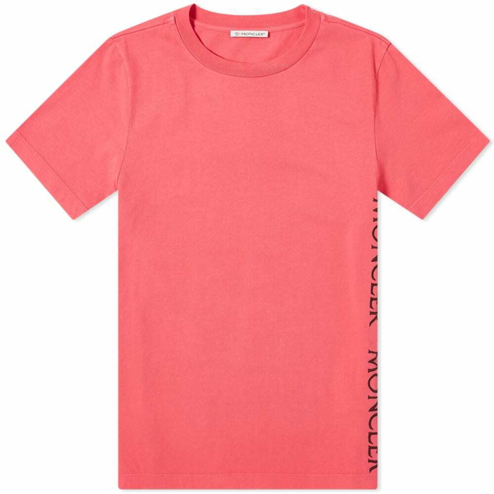 Photo: Moncler Men's Taped Seam Logo T-Shirt in Pink