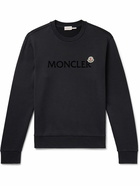 Moncler - Appliquéd Logo-Flocked Cotton-Jersey Sweatshirt - Blue