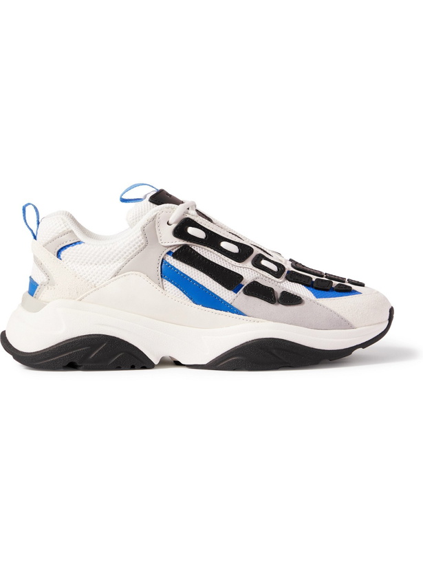 Photo: AMIRI - Bone Runner Leather and Suede-Trimmed Mesh Sneakers - Blue - 41