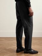 Brunello Cucinelli - Slim-Fit Pleated Virgin Wool and Silk-Blend Tuxedo Trousers - Black