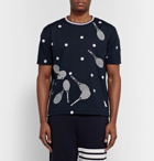 Thom Browne - Embroidered Cotton-Jersey T-Shirt - Men - Navy