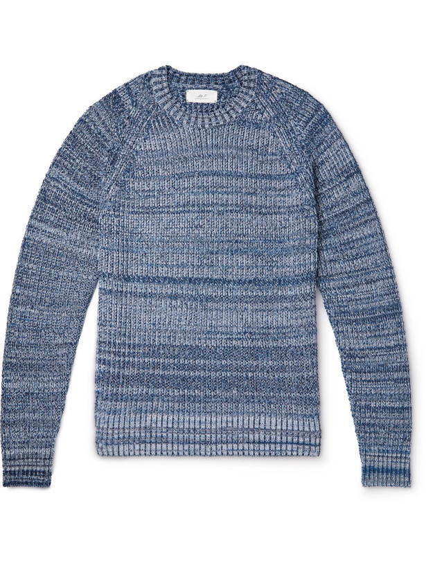 Photo: Mr P. - Twisted-Yarn Cotton and Wool-Blend Sweater - Blue