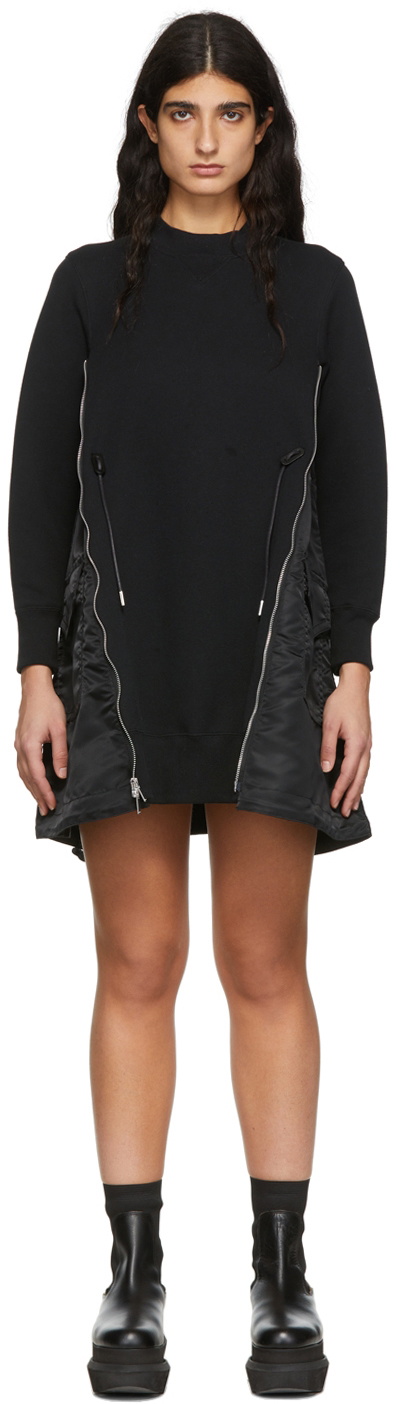 Sacai Black Sponge Sweat Mini Dress Sacai