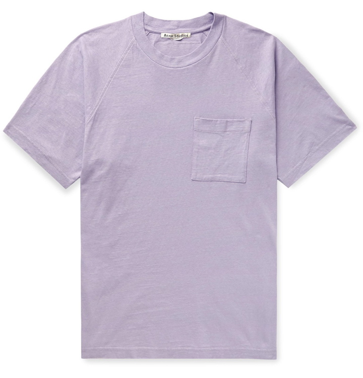 Photo: Acne Studios - Emeril Logo-Appliquéd Organic Cotton-Jersey T-Shirt - Purple