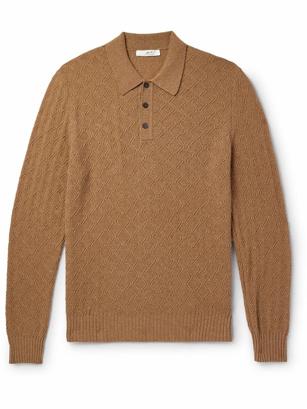 Photo: Mr P. - Honeycomb-Knit Wool Polo Shirt - Brown