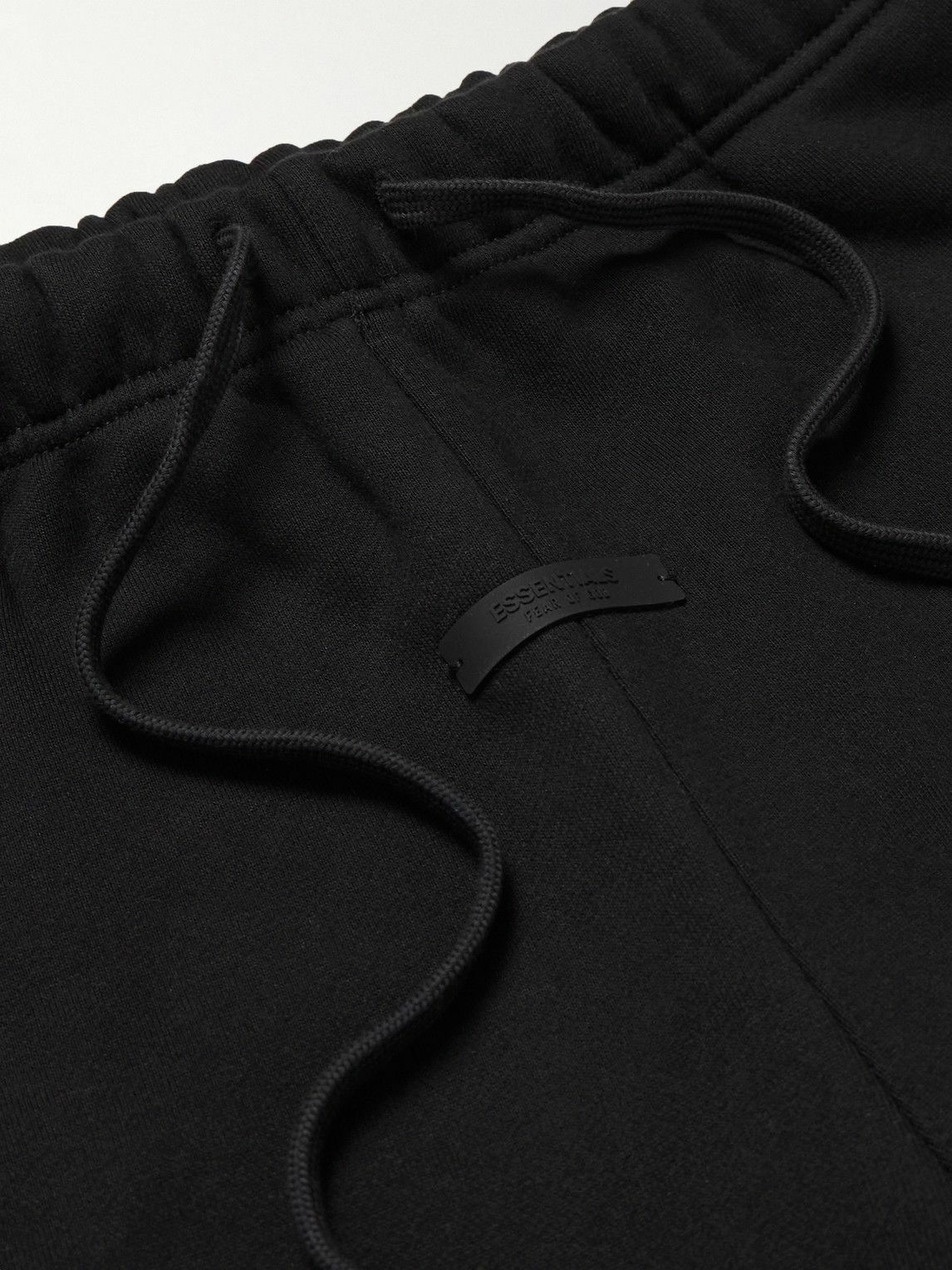 FEAR OF GOD ESSENTIALS - Wide-Leg Logo-Print Cotton-Blend Jersey Drawstring Shorts - Black